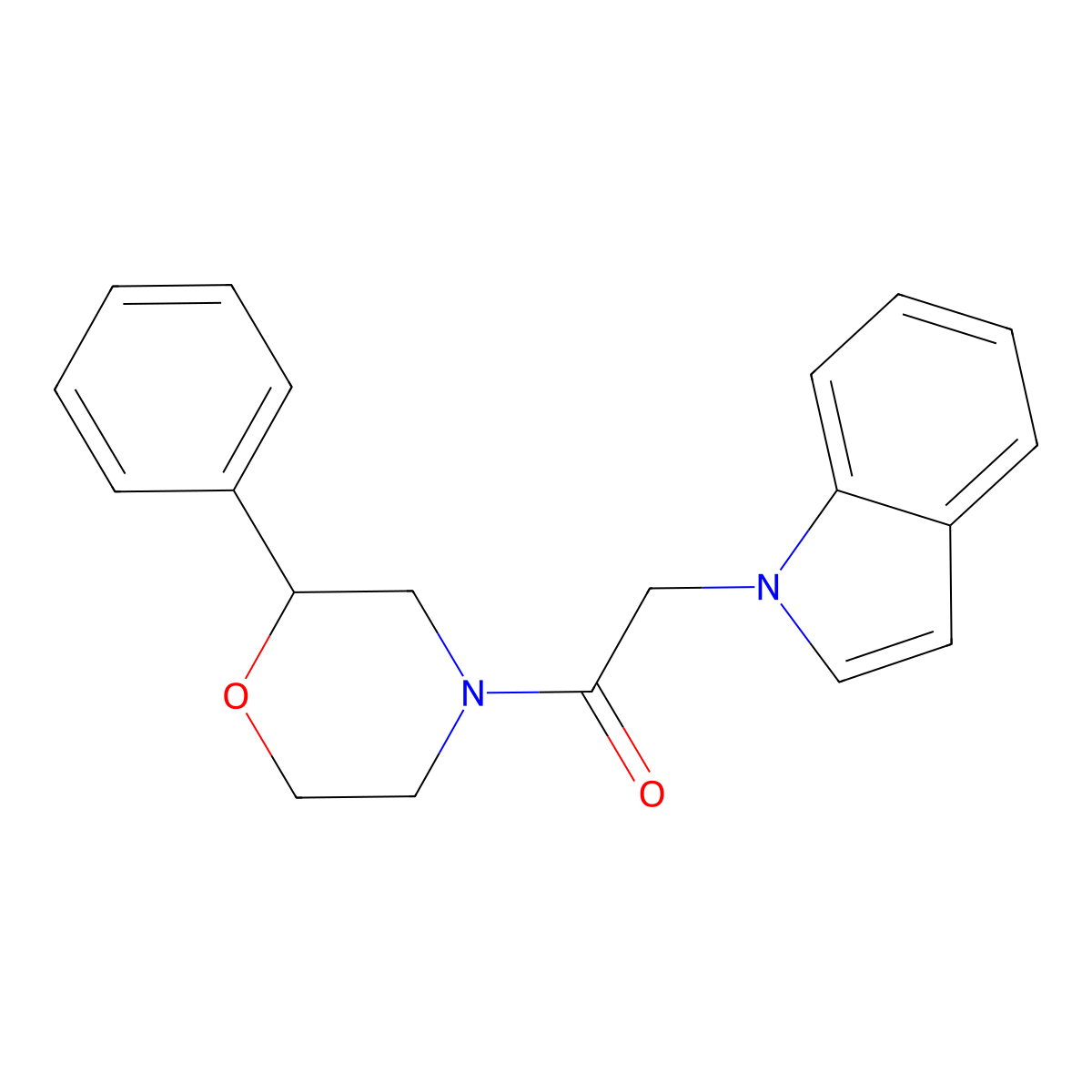 2-(1H-indol-1-yl)-1-(2-phenylmorpholin-4-yl)ethanone molecular structure, CAS 1144486-46-3