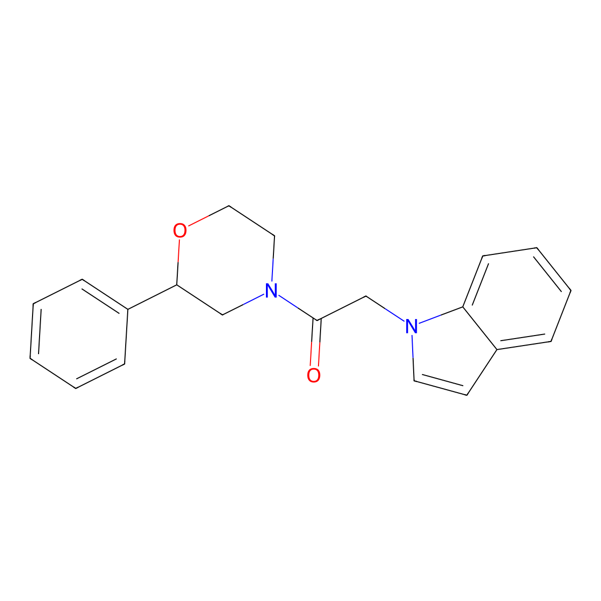 2-(1H-indol-1-yl)-1-(2-phenylmorpholin-4-yl)ethanone molecular structure, CAS 1144486-46-3