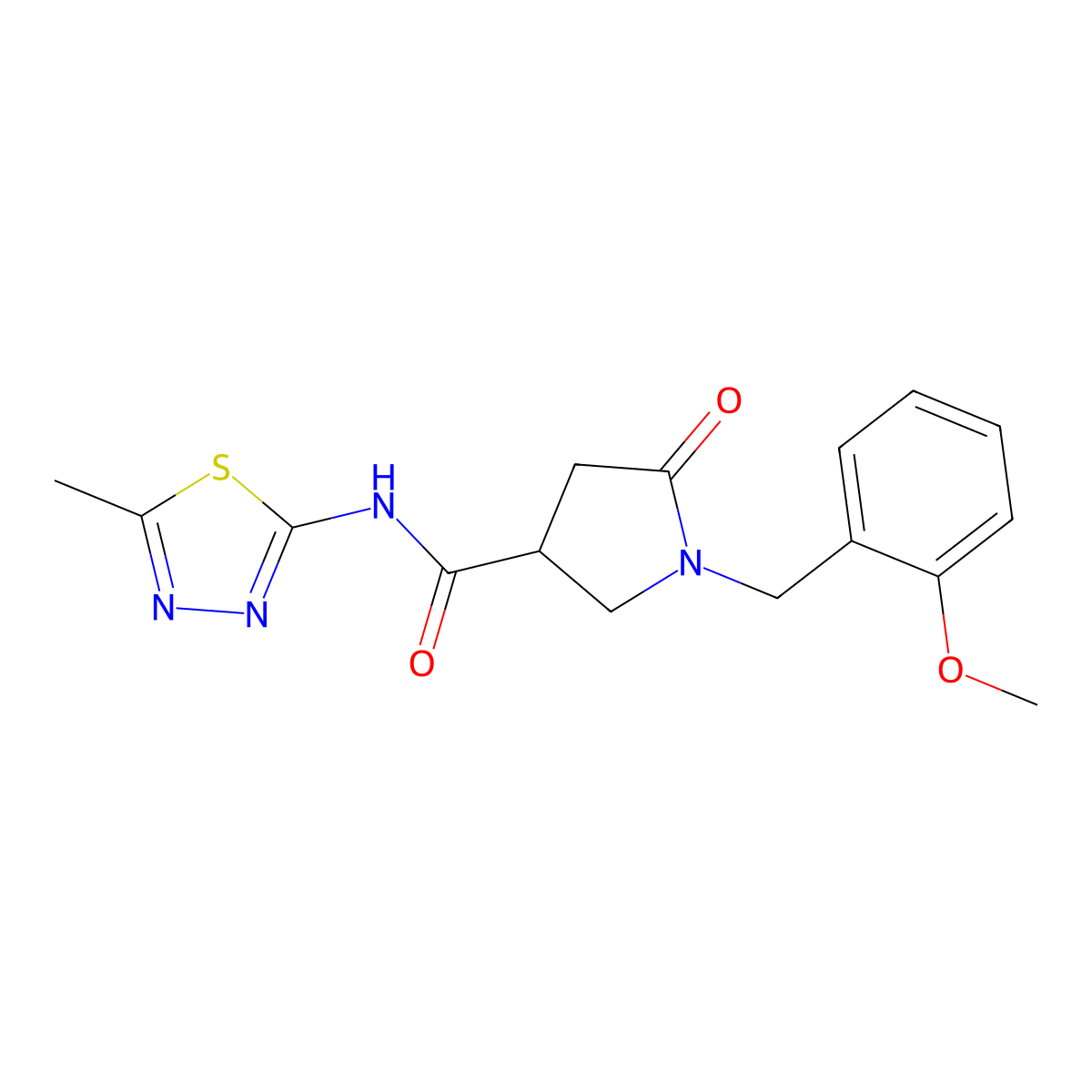 1-(2-methoxybenzyl)-N-(5-methyl-1,3,4-thiadiazol-2-yl)-5-oxopyrrolidine-3-carboxamide molecular structure, CAS 1144486-56-5