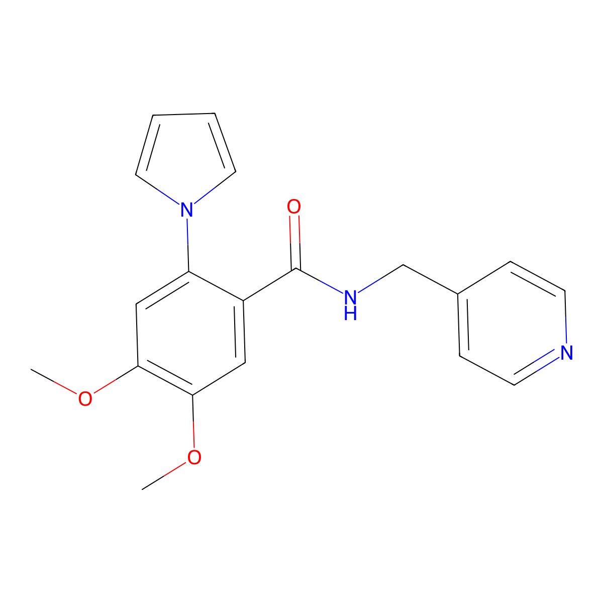 4,5-dimethoxy-N-(4-pyridinylmethyl)-2-(1H-pyrrol-1-yl)benzamide molecular structure, CAS 1144486-73-6