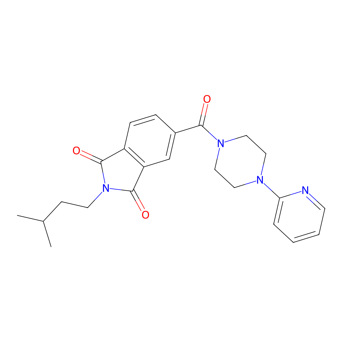 2-(3-methylbutyl)-5-{[4-(pyridin-2-yl)piperazin-1-yl]carbonyl}-1H-isoindole-1,3(2H)-dione molecular structure, CAS 1144486-84-9