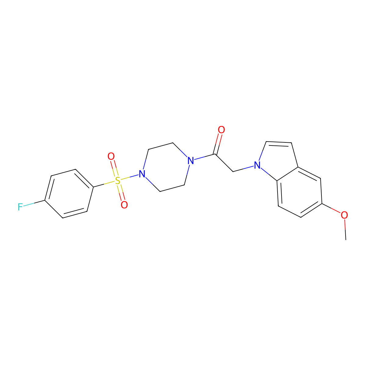 1-{4-[(4-fluorophenyl)sulfonyl]piperazin-1-yl}-2-(5-methoxy-1H-indol-1-yl)ethanone molecular structure, CAS 1144486-87-2
