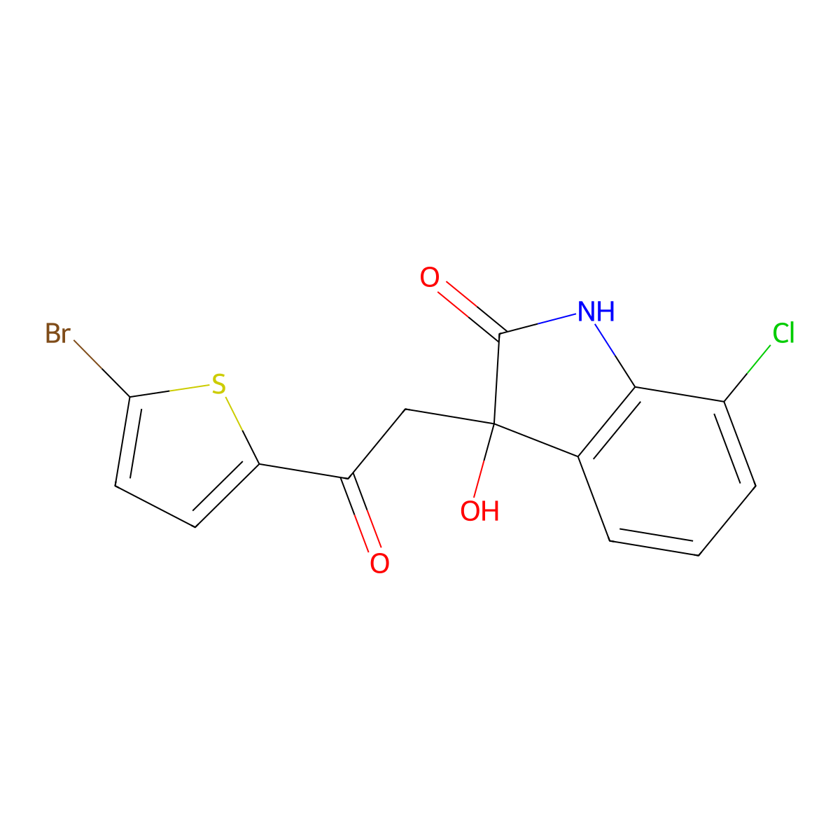3-[2-(5-bromothiophen-2-yl)-2-oxoethyl]-7-chloro-3-hydroxy-1,3-dihydro-2H-indol-2-one molecular structure, CAS 1144487-08-0