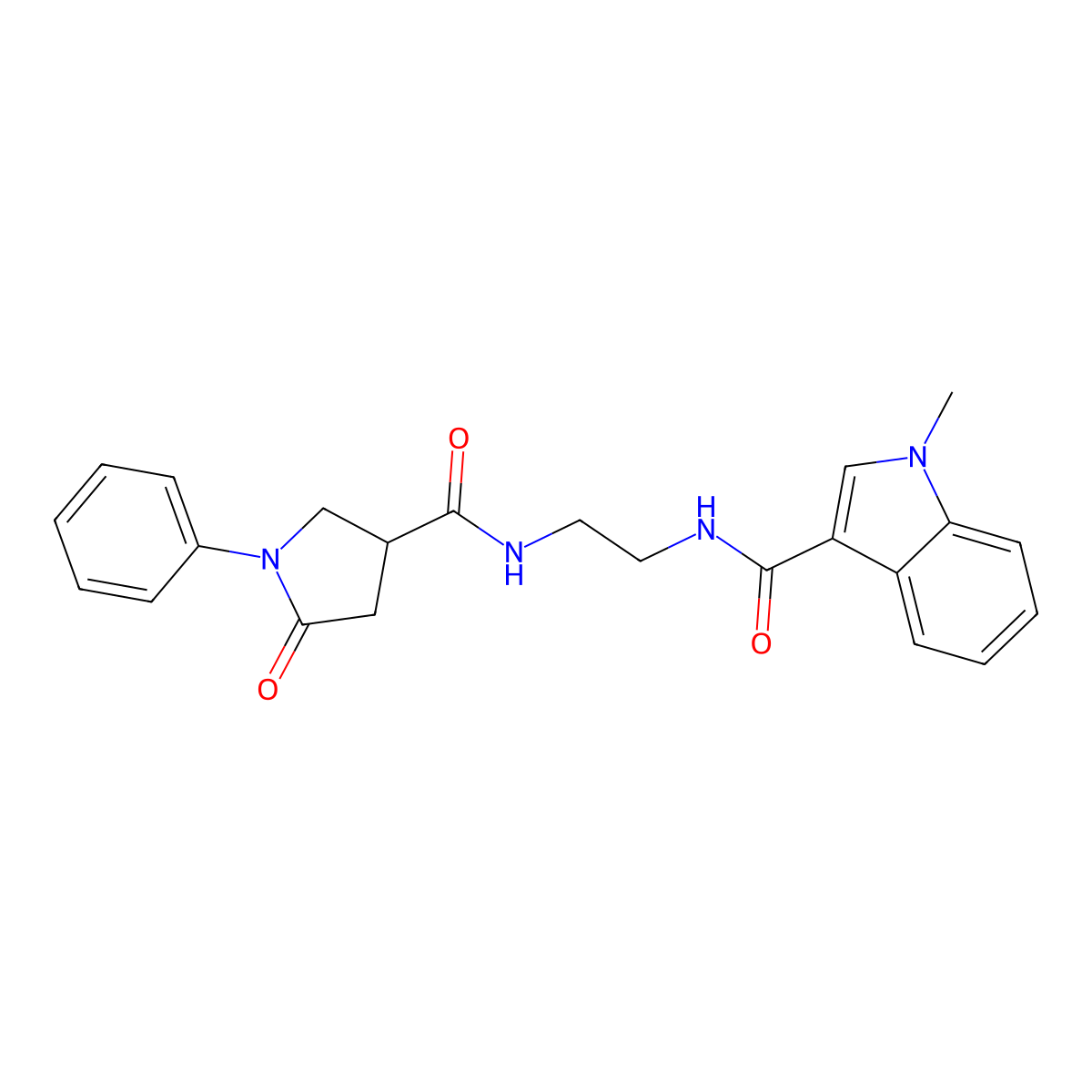 1-methyl-N-(2-{[(5-oxo-1-phenylpyrrolidin-3-yl)carbonyl]amino}ethyl)-1H-indole-3-carboxamide molecular structure, CAS 1144487-09-1