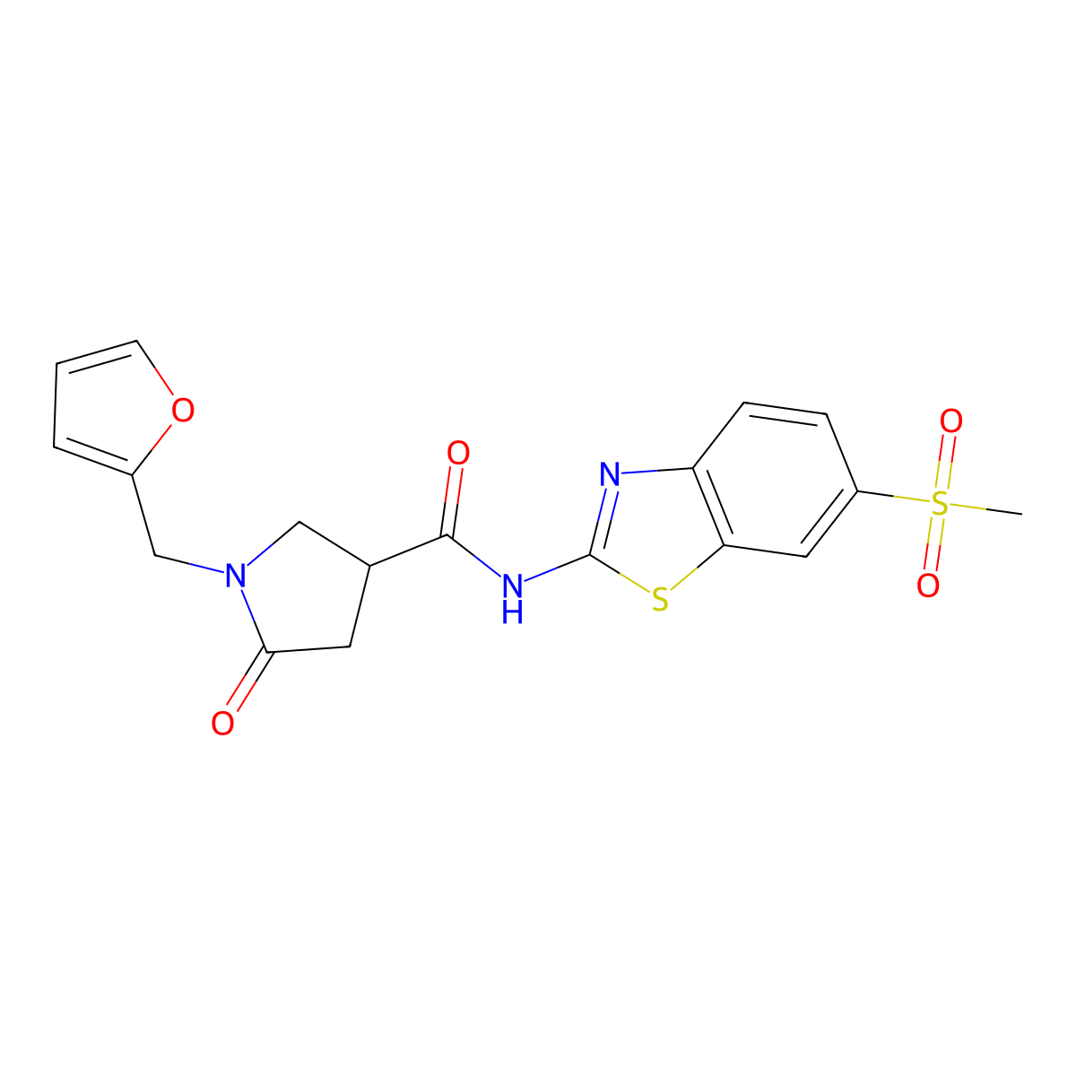 1-(furan-2-ylmethyl)-N-[(2Z)-6-(methylsulfonyl)-1,3-benzothiazol-2(3H)-ylidene]-5-oxopyrrolidine-3-carboxamide molecular structure, CAS 1144487-15-9