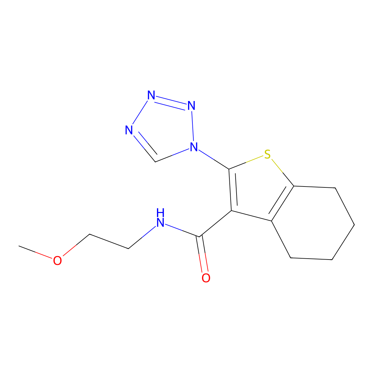 N-(2-methoxyethyl)-2-(1H-tetrazol-1-yl)-4,5,6,7-tetrahydro-1-benzothiophene-3-carboxamide molecular structure, CAS 1144487-27-3