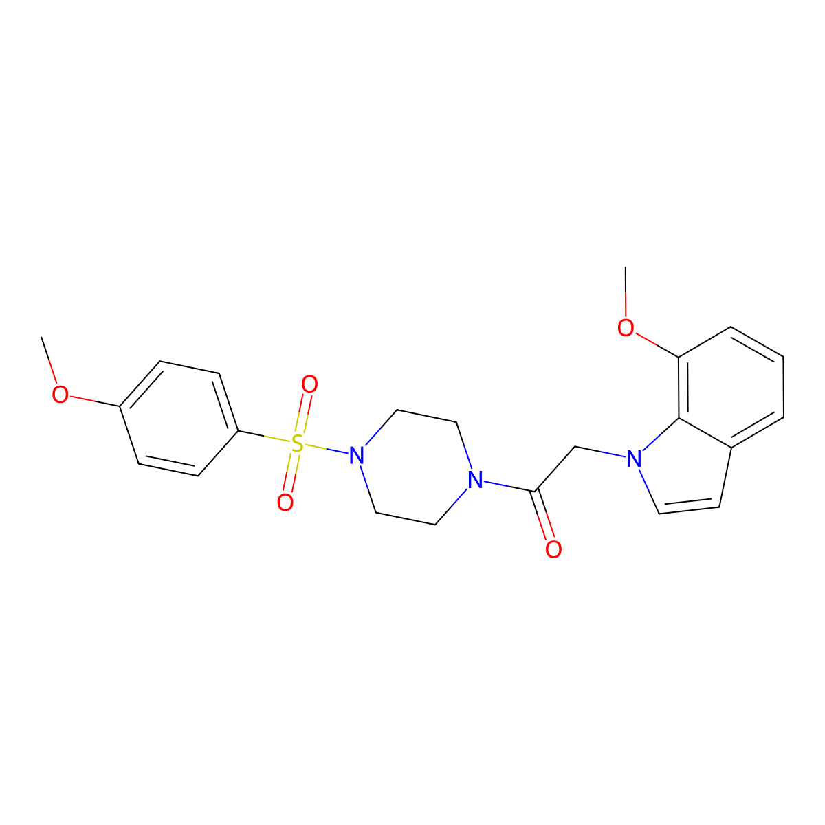 7-methoxy-1-(2-{4-[(4-methoxyphenyl)sulfonyl]-1-piperazinyl}-2-oxoethyl)-1H-indole molecular structure, CAS 1144487-41-1