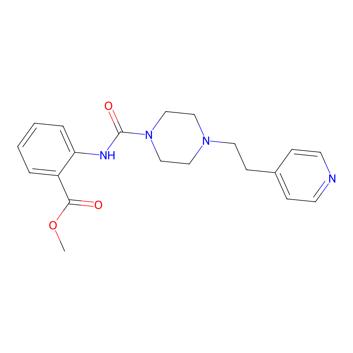 Methyl 2-[({4-[2-(pyridin-4-yl)ethyl]piperazin-1-yl}carbonyl)amino]benzoate molecular structure, CAS 1144487-46-6