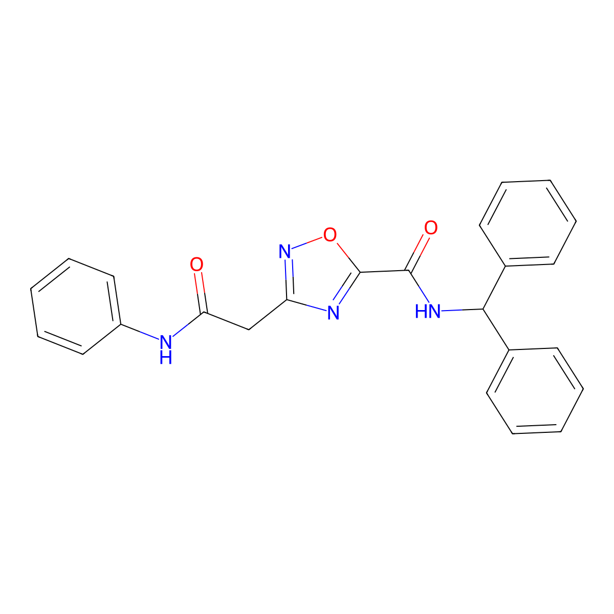 N-benzhydryl-3-(2-oxo-2-(phenylamino)ethyl)-1,2,4-oxadiazole-5-carboxamide molecular structure, CAS 1144487-54-6