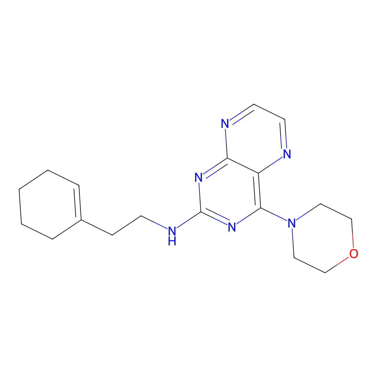 N-[2-(cyclohex-1-en-1-yl)ethyl]-4-(morpholin-4-yl)pteridin-2-amine molecular structure, CAS 1144487-58-0