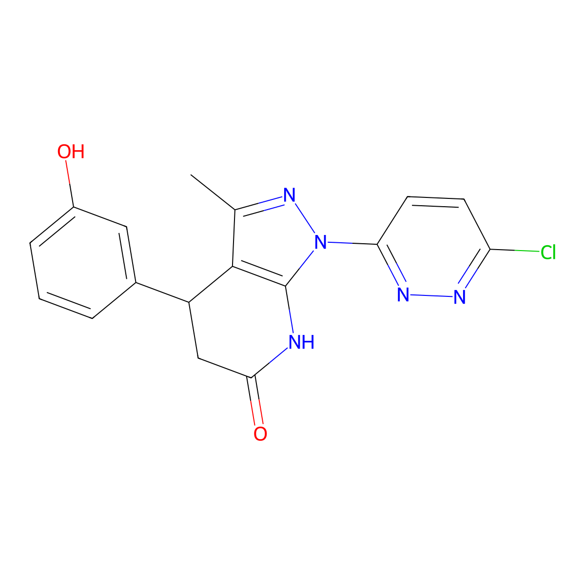 1-(6-chloropyridazin-3-yl)-4-(3-hydroxyphenyl)-3-methyl-4,5-dihydro-1H-pyrazolo[3,4-b]pyridin-6(7H)-one molecular structure, CAS 1144487-66-0