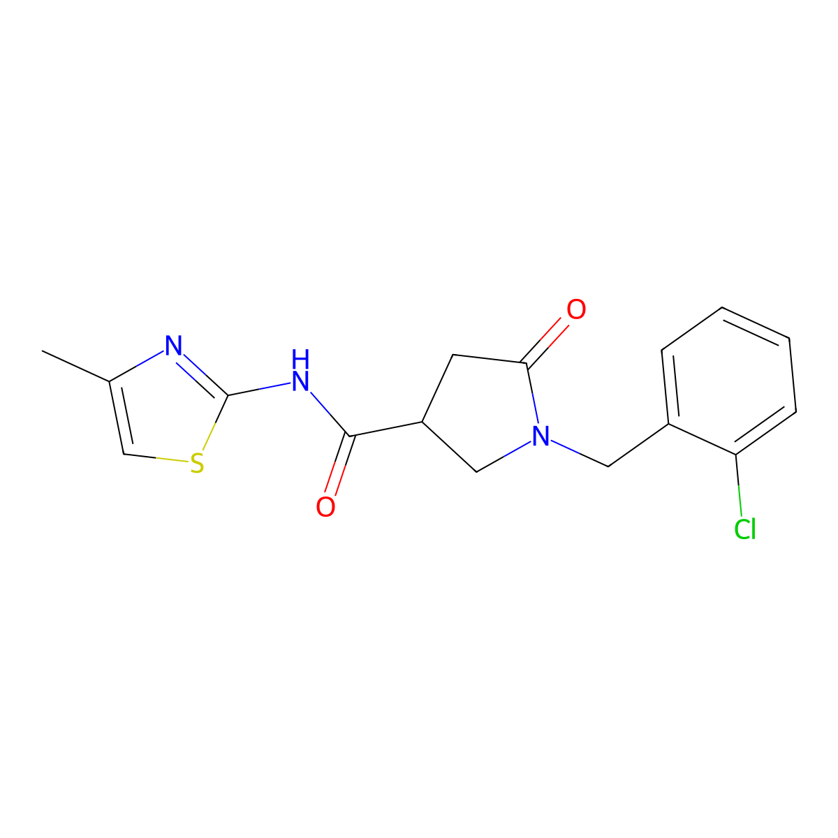 1-(2-chlorobenzyl)-N-[(2Z)-4-methyl-1,3-thiazol-2(3H)-ylidene]-5-oxopyrrolidine-3-carboxamide molecular structure, CAS 1144487-83-1