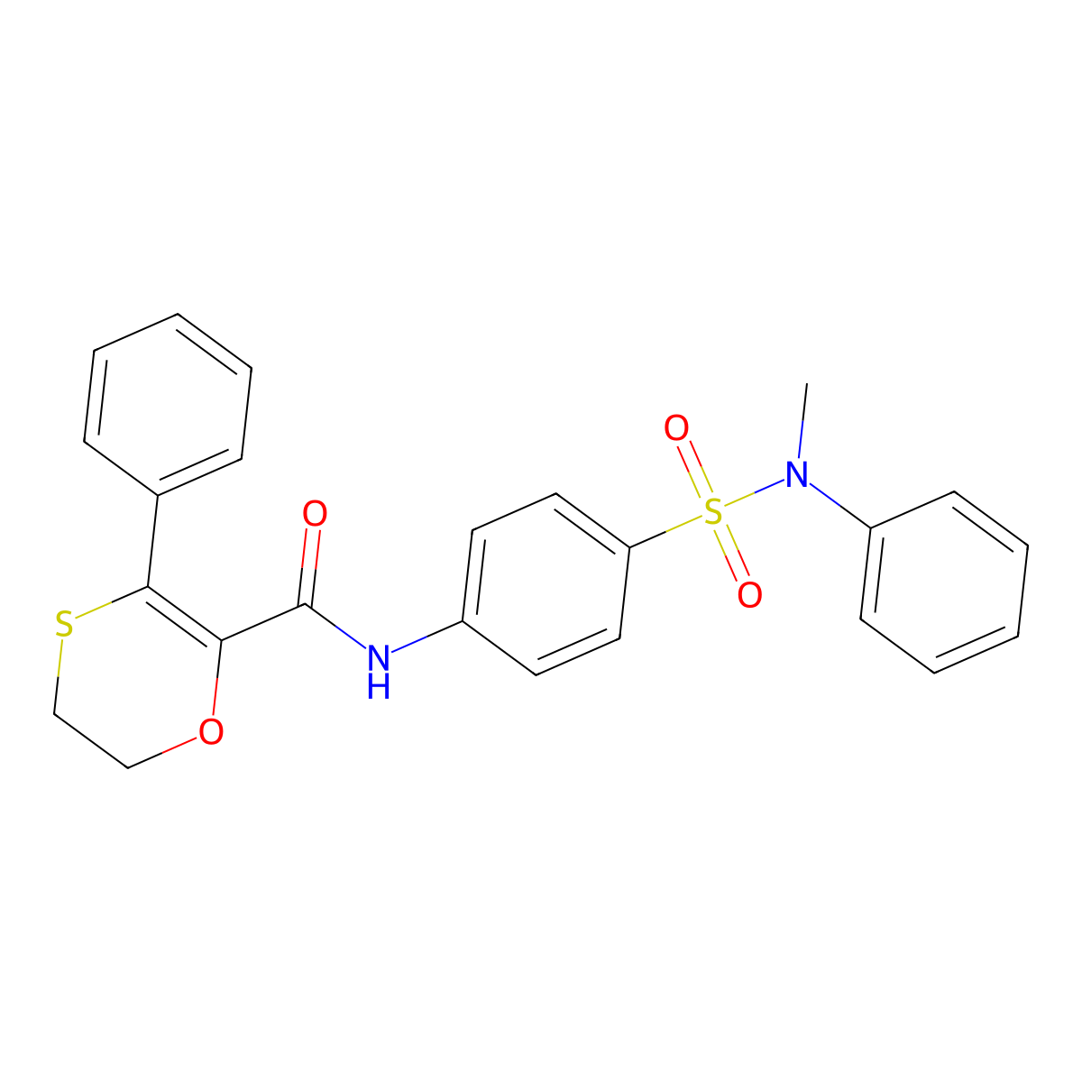 N-{4-[methyl(phenyl)sulfamoyl]phenyl}-3-phenyl-5,6-dihydro-1,4-oxathiine-2-carboxamide molecular structure, CAS 1144487-85-3