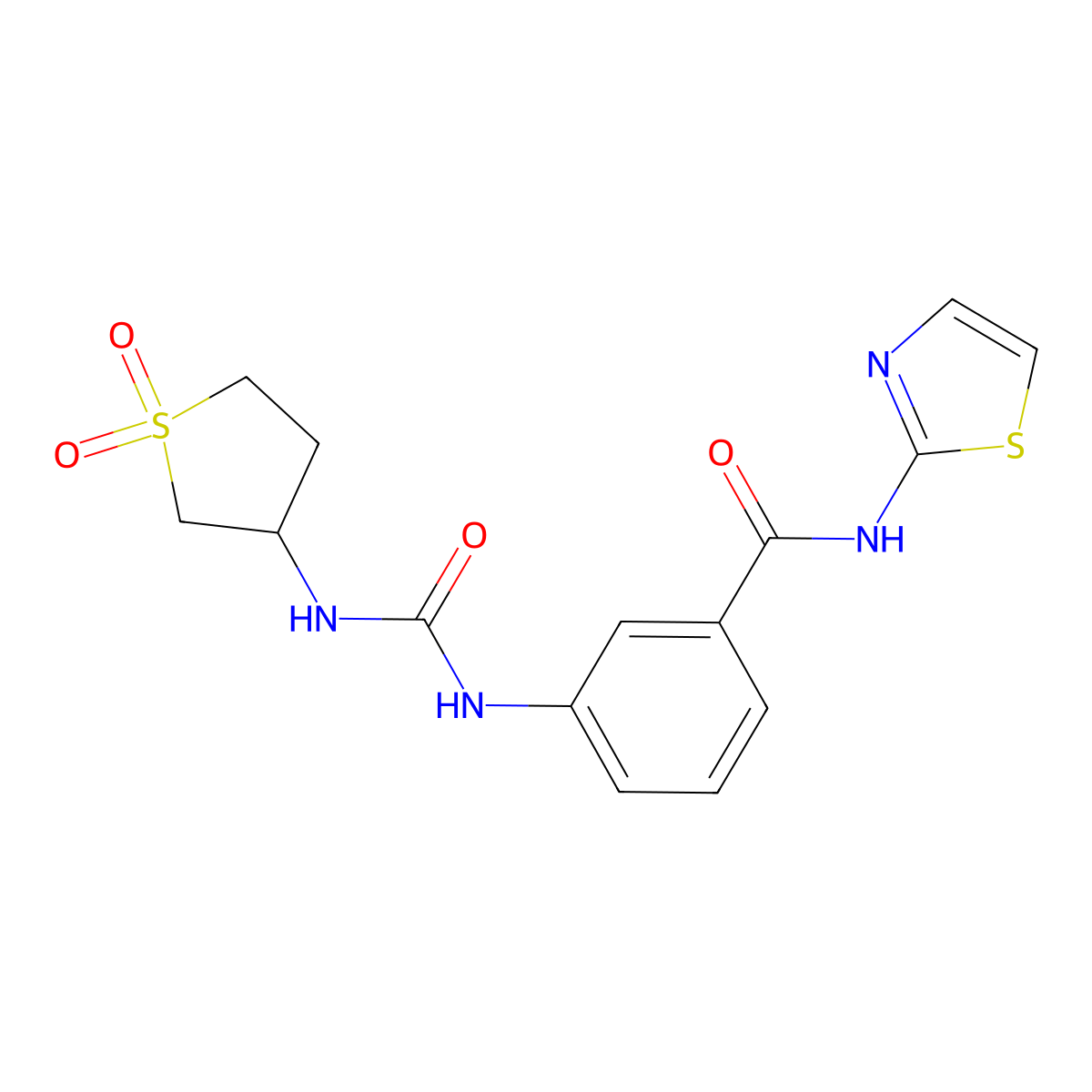 3-{[(1,1-dioxidotetrahydrothiophen-3-yl)carbamoyl]amino}-N-(1,3-thiazol-2-yl)benzamide molecular structure, CAS 1144488-03-8