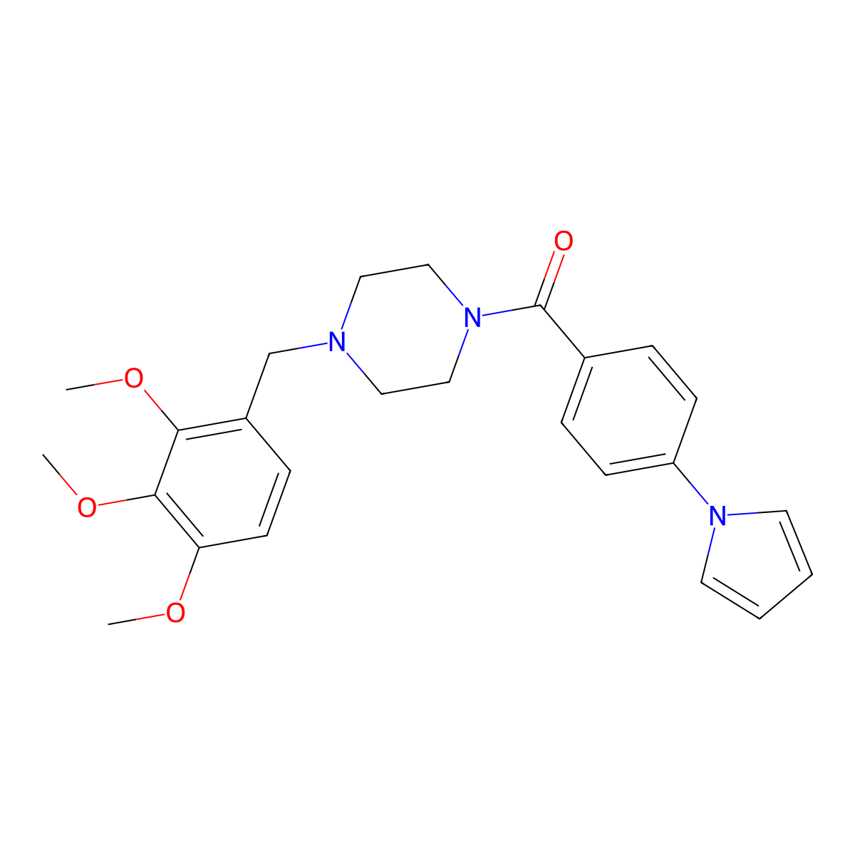 (4-(1H-pyrrol-1-yl)phenyl)(4-(2,3,4-trimethoxybenzyl)piperazin-1-yl)methanone molecular structure, CAS 1144488-10-7