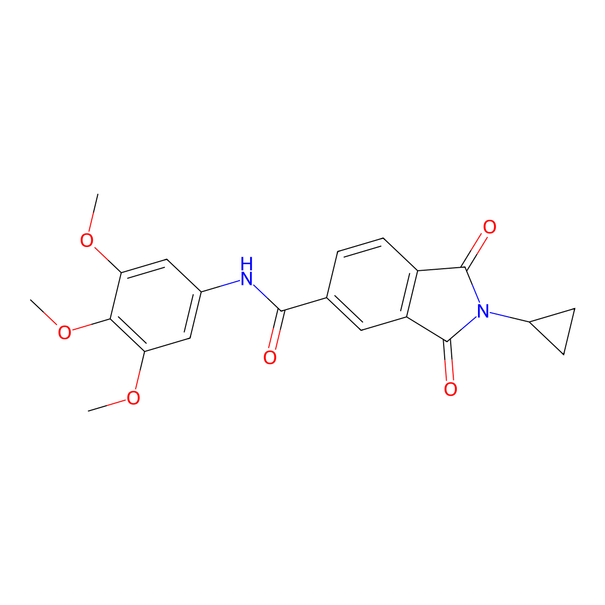 2-cyclopropyl-1,3-dioxo-N-(3,4,5-trimethoxyphenyl)-2,3-dihydro-1H-isoindole-5-carboxamide molecular structure, CAS 1144488-20-9