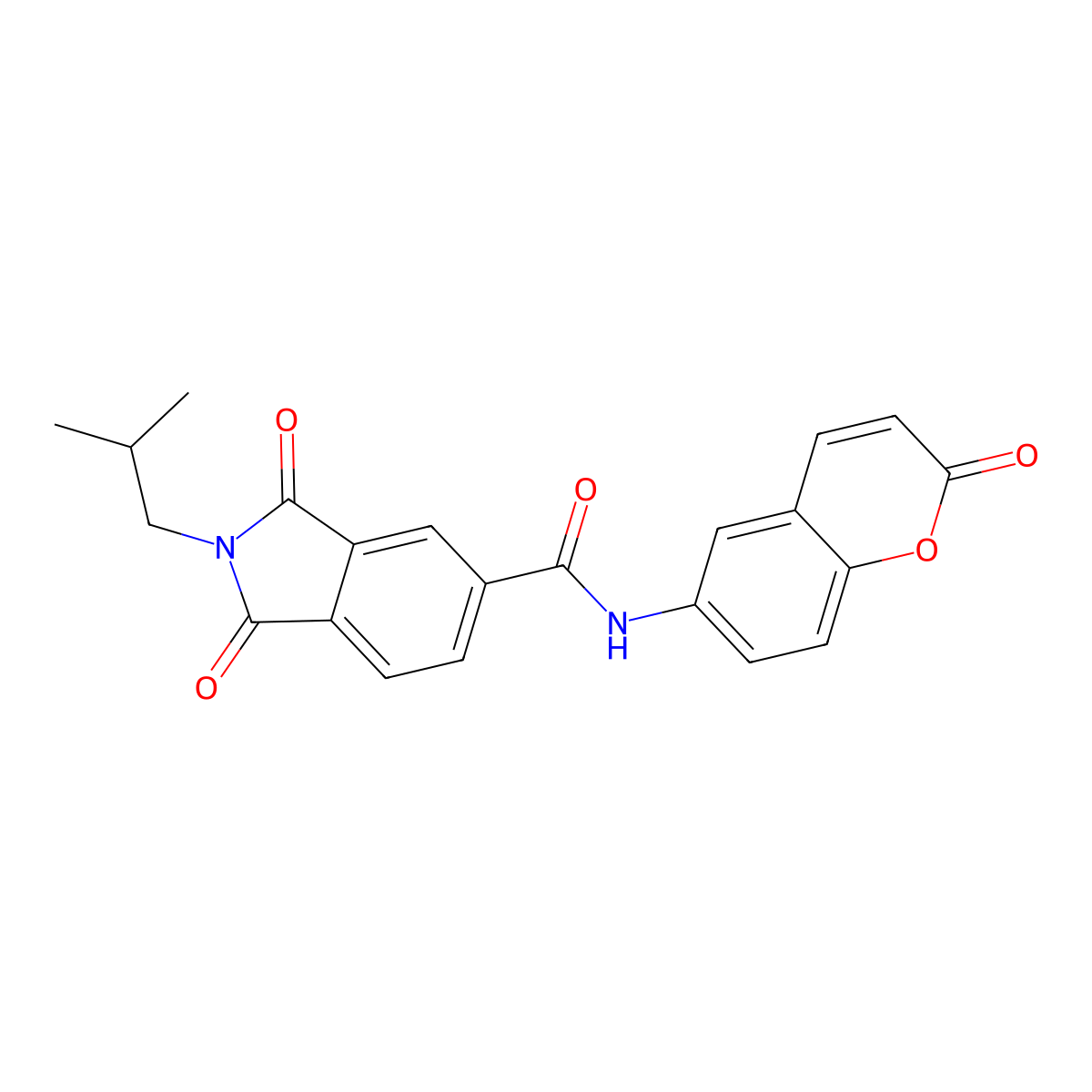 2-(2-methylpropyl)-1,3-dioxo-N-(2-oxo-2H-chromen-6-yl)-2,3-dihydro-1H-isoindole-5-carboxamide molecular structure, CAS 1144488-40-3
