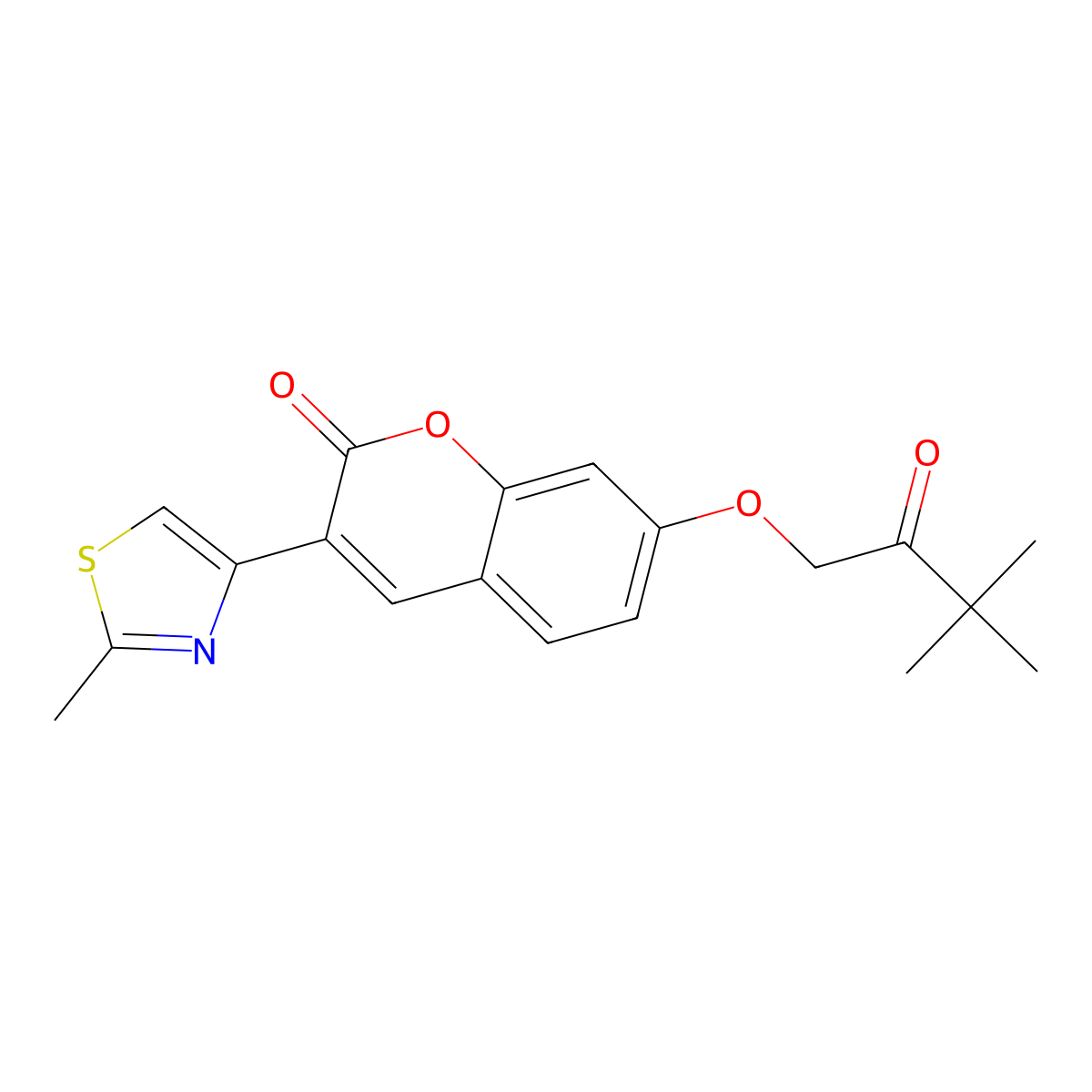 7-(3,3-dimethyl-2-oxobutoxy)-3-(2-methyl-1,3-thiazol-4-yl)-2H-chromen-2-one molecular structure, CAS 1144488-53-8