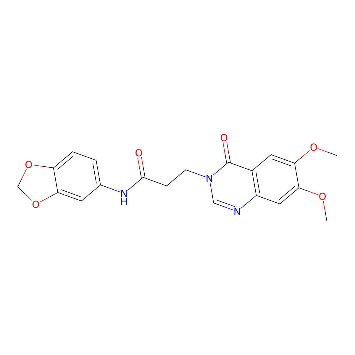 N-(1,3-benzodioxol-5-yl)-3-(6,7-dimethoxy-4-oxoquinazolin-3(4H)-yl)propanamide molecular structure, CAS 1144488-66-3