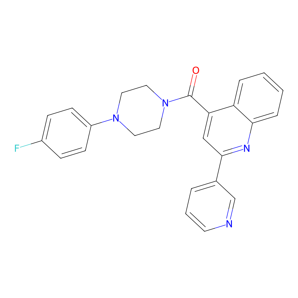 [4-(4-Fluorophenyl)piperazin-1-yl][2-(pyridin-3-yl)quinolin-4-yl]methanone molecular structure, CAS 1144488-69-6