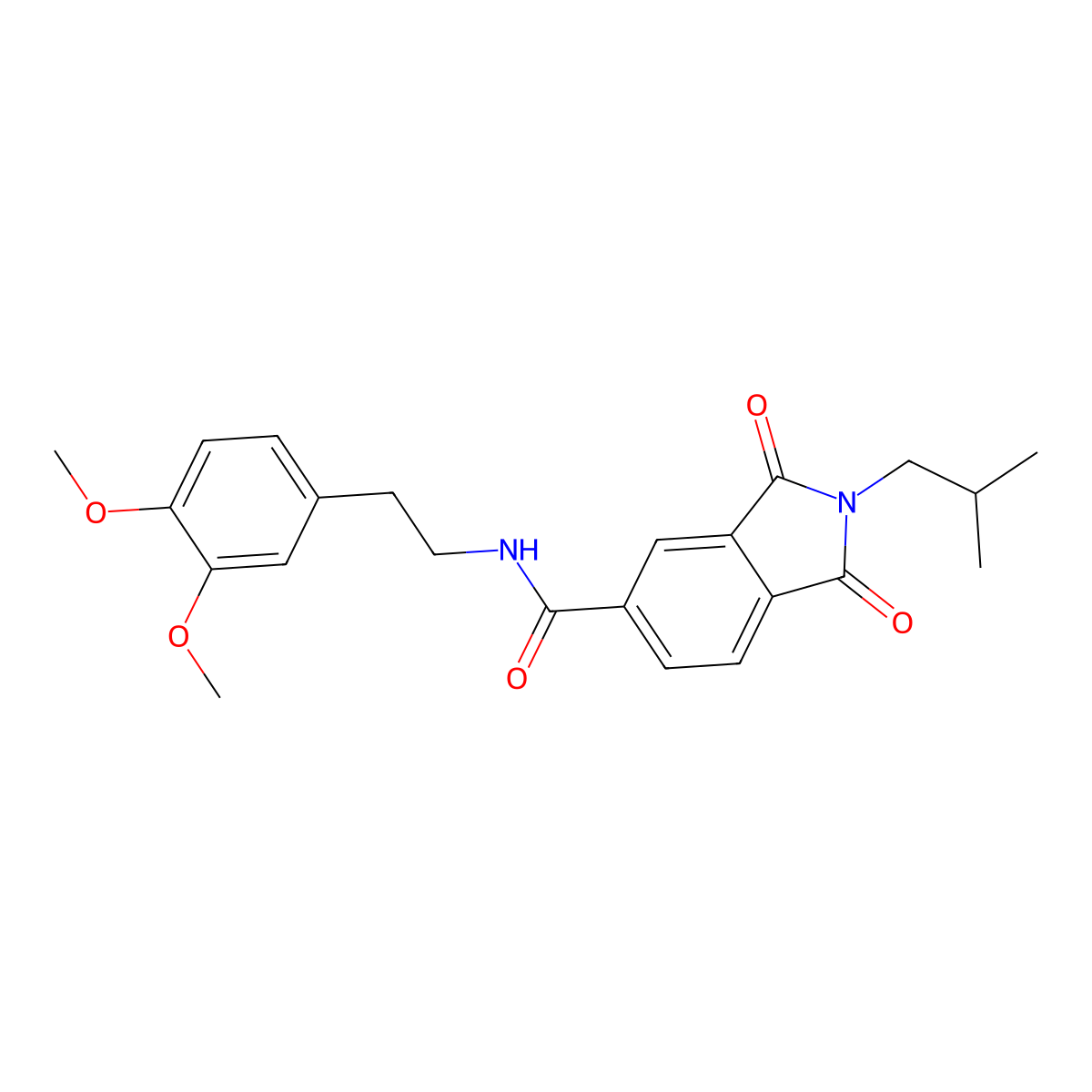 N-[2-(3,4-dimethoxyphenyl)ethyl]-2-(2-methylpropyl)-1,3-dioxo-2,3-dihydro-1H-isoindole-5-carboxamide molecular structure, CAS 1144488-79-8