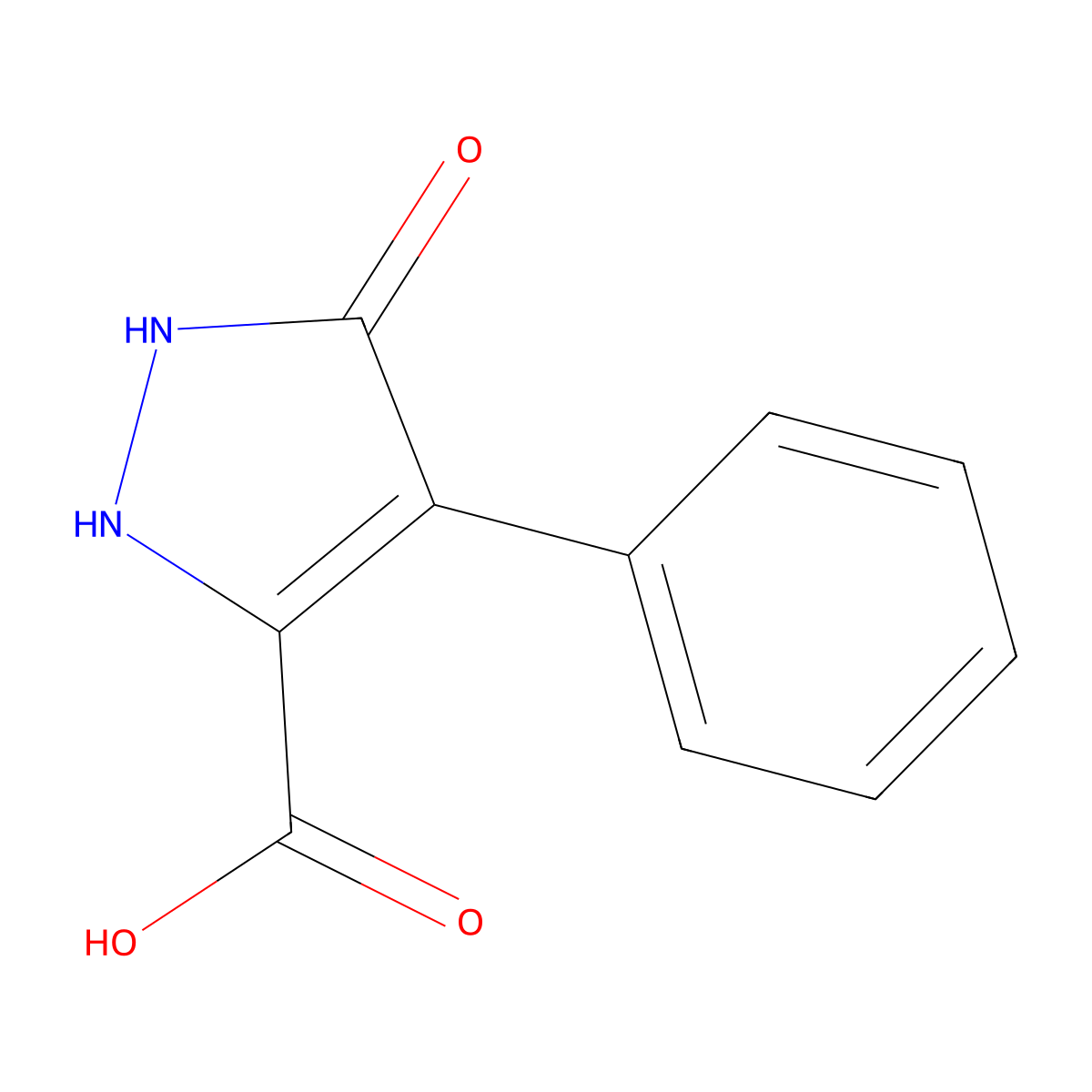 5-oxo-4-phenyl-2,5-dihydro-1H-pyrazole-3-carboxylic acid molecular structure, CAS 1144488-84-5