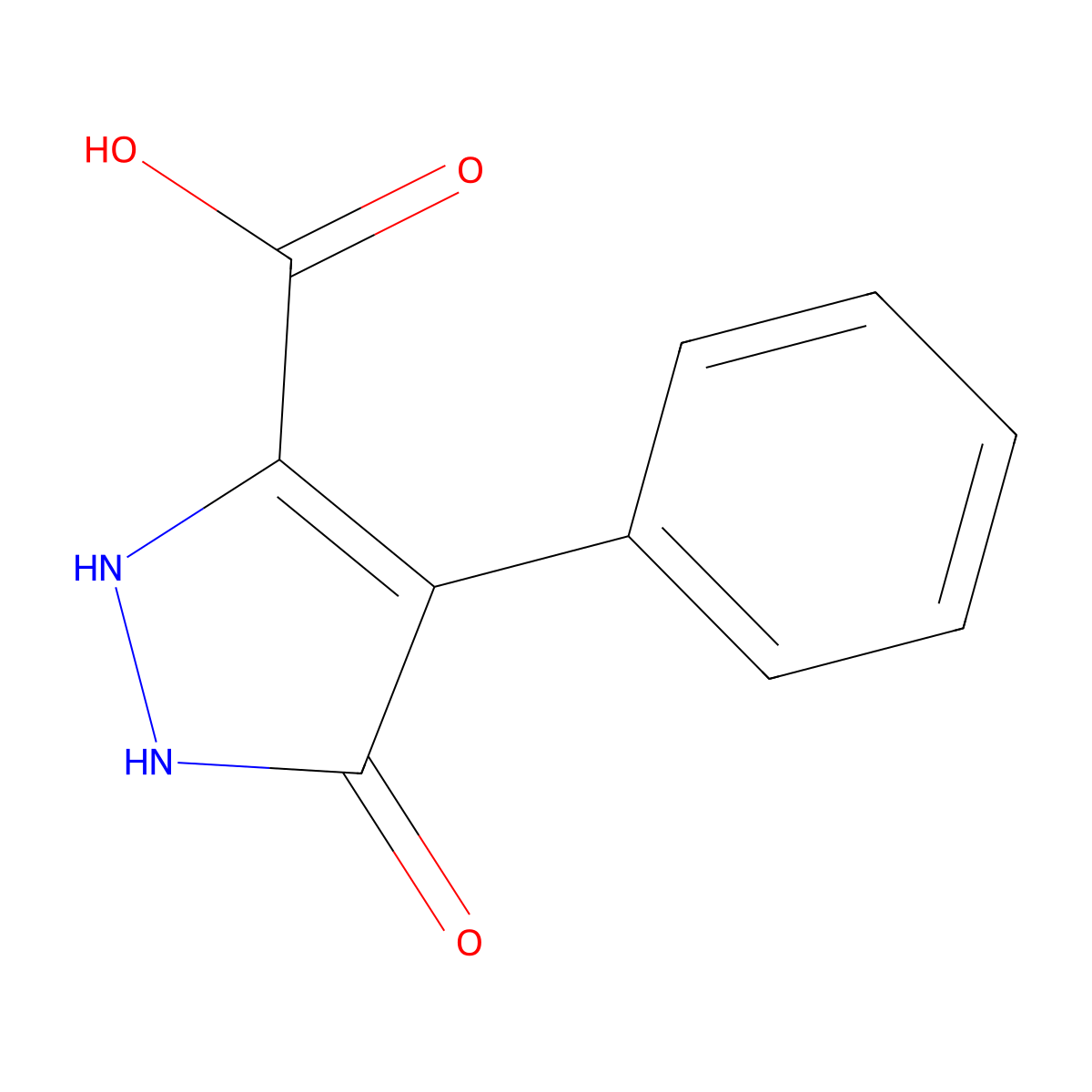 5-oxo-4-phenyl-2,5-dihydro-1H-pyrazole-3-carboxylic acid molecular structure, CAS 1144488-84-5