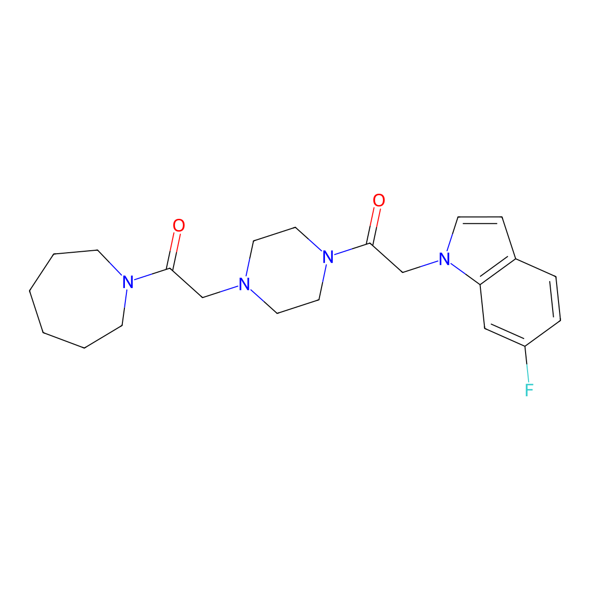 1-(azepan-1-yl)-2-{4-[(6-fluoro-1H-indol-1-yl)acetyl]piperazin-1-yl}ethanone molecular structure, CAS 1144488-94-7
