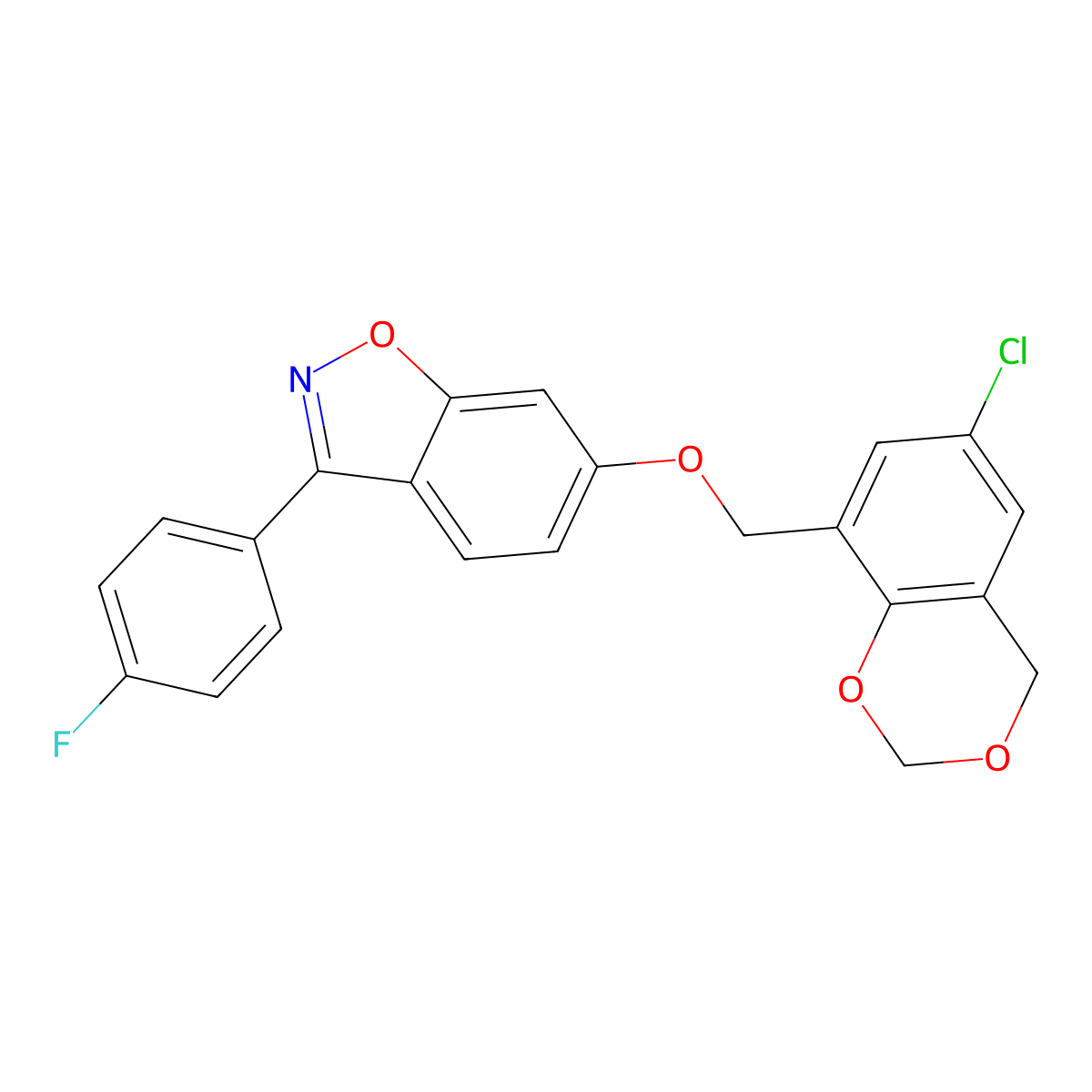 6-[(6-chloro-4H-1,3-benzodioxin-8-yl)methoxy]-3-(4-fluorophenyl)-1,2-benzoxazole molecular structure, CAS 1144488-99-2