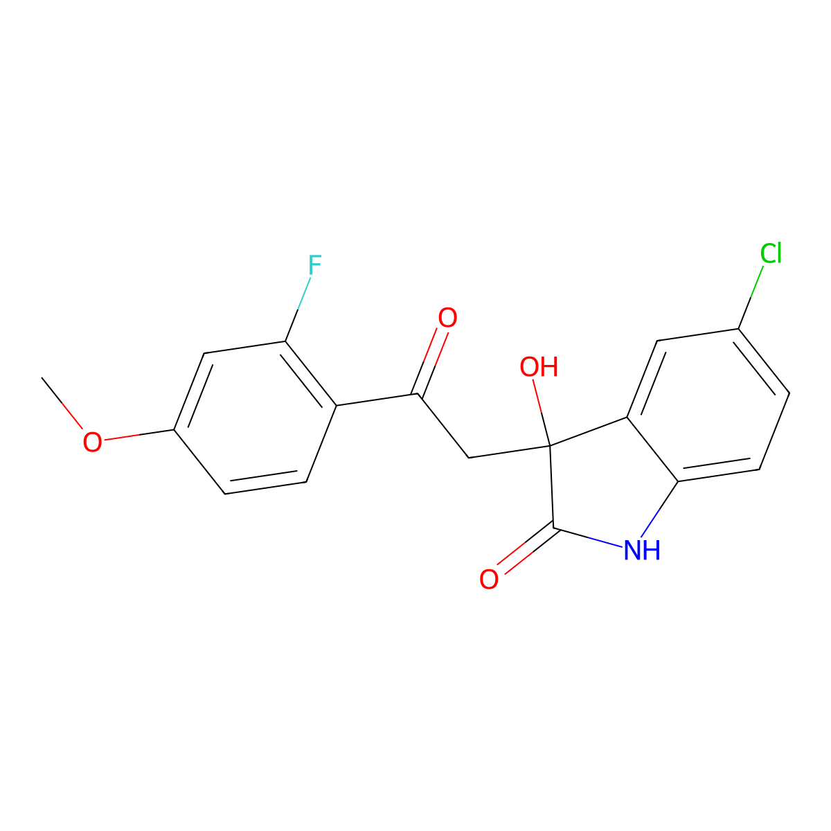 5-chloro-3-[2-(2-fluoro-4-methoxyphenyl)-2-oxoethyl]-3-hydroxy-1,3-dihydro-2H-indol-2-one molecular structure, CAS 1144489-00-8