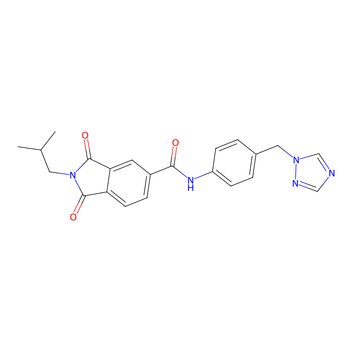 2-(2-methylpropyl)-1,3-dioxo-N-[4-(1H-1,2,4-triazol-1-ylmethyl)phenyl]-2,3-dihydro-1H-isoindole-5-carboxamide molecular structure, CAS 1144489-01-9