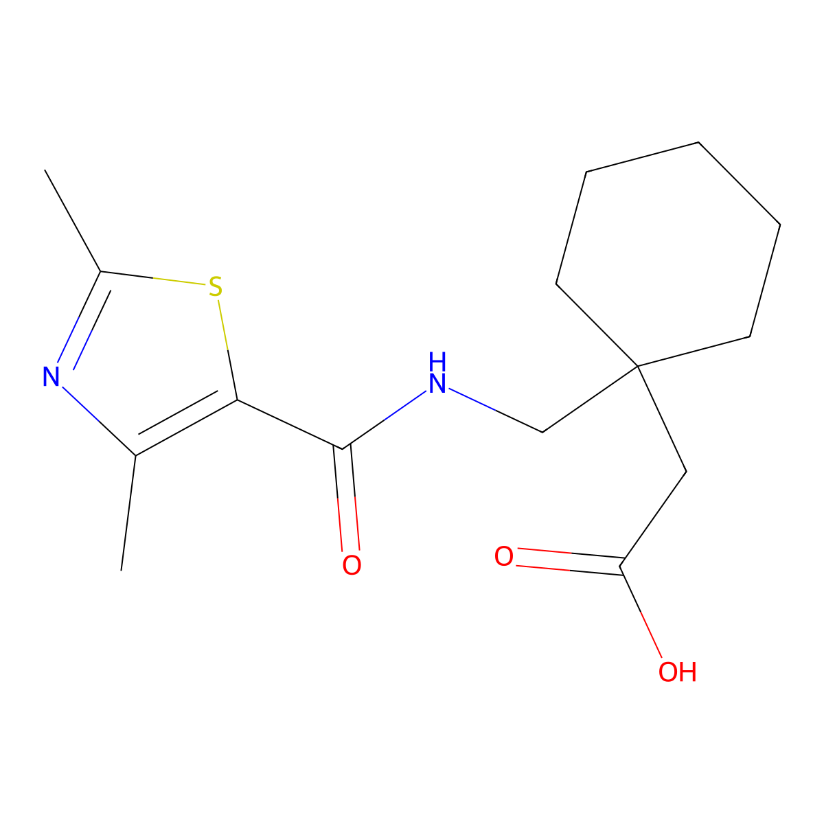 [1-({[(2,4-Dimethyl-1,3-thiazol-5-yl)carbonyl]amino}methyl)cyclohexyl]acetic acid molecular structure, CAS 1144489-33-7