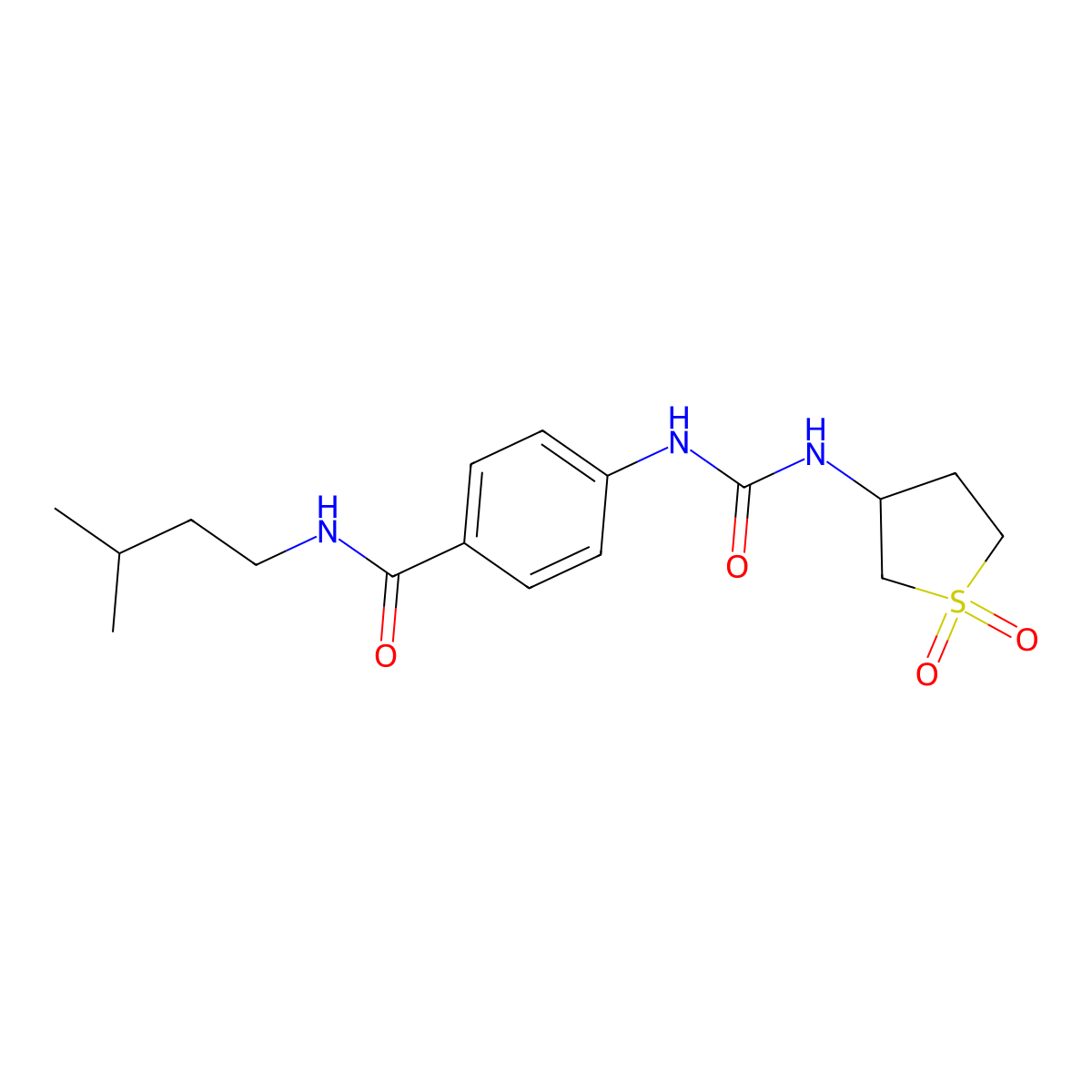 4-(3-(1,1-dioxidotetrahydrothiophen-3-yl)ureido)-N-isopentylbenzamide molecular structure, CAS 1144489-46-2