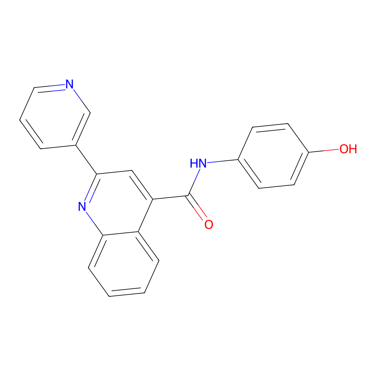 N-(4-hydroxyphenyl)-2-(pyridin-3-yl)quinoline-4-carboxamide molecular structure, CAS 1144489-55-3