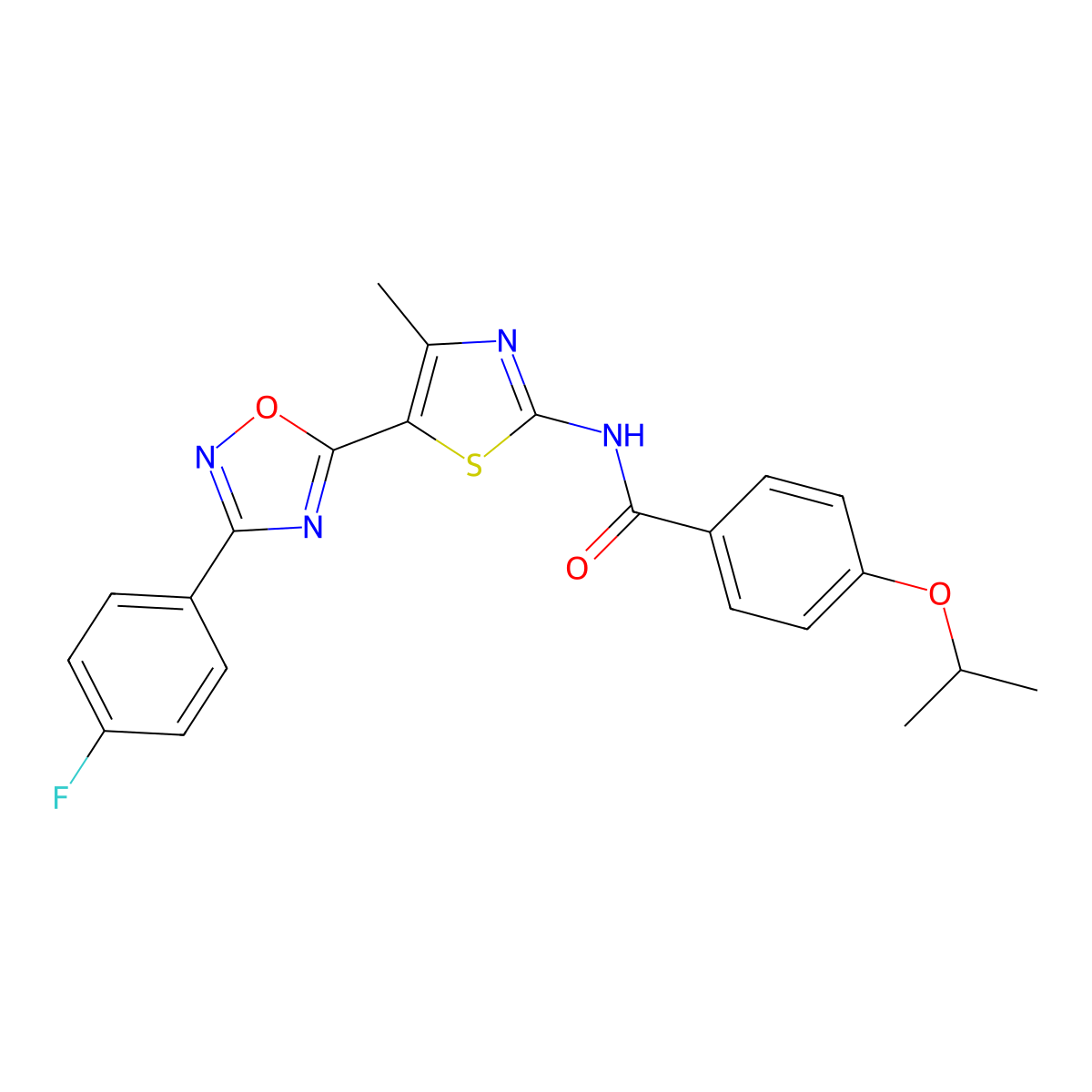 N-[(2Z)-5-[3-(4-fluorophenyl)-1,2,4-oxadiazol-5-yl]-4-methyl-1,3-thiazol-2(3H)-ylidene]-4-(propan-2-yloxy)benzamide molecular structure, CAS 1144489-57-5