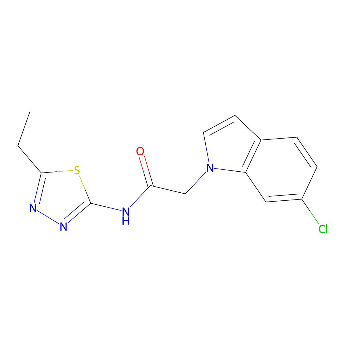 2-(6-chloro-1H-indol-1-yl)-N-[(2E)-5-ethyl-1,3,4-thiadiazol-2(3H)-ylidene]acetamide molecular structure, CAS 1144489-78-0