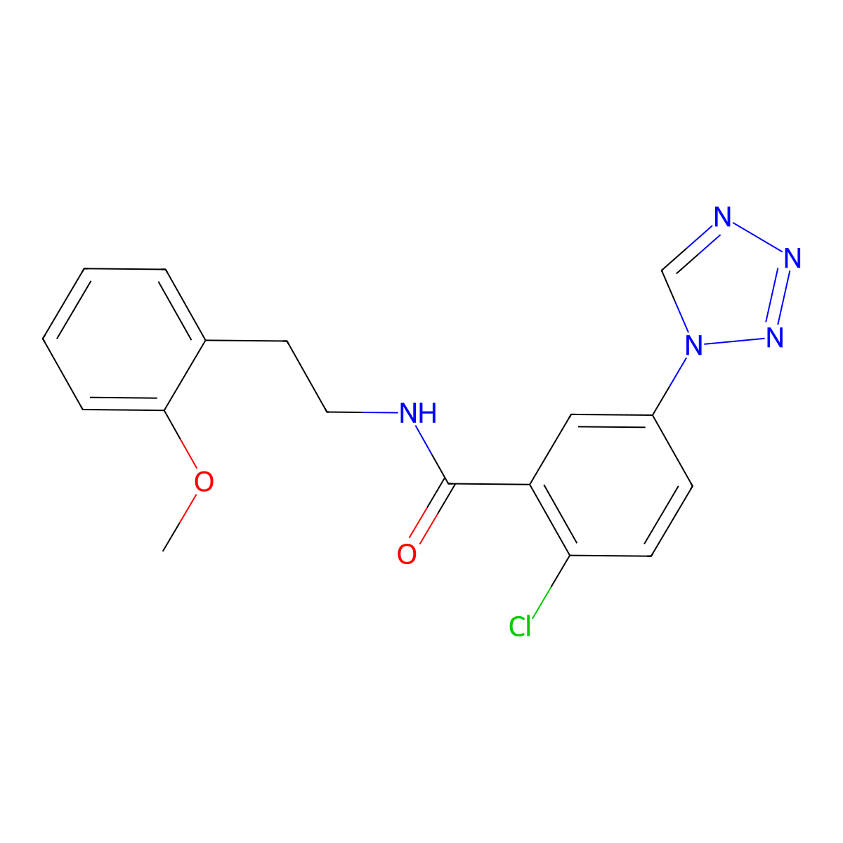 2-chloro-N-[2-(2-methoxyphenyl)ethyl]-5-(1H-tetrazol-1-yl)benzamide molecular structure, CAS 1144489-86-0