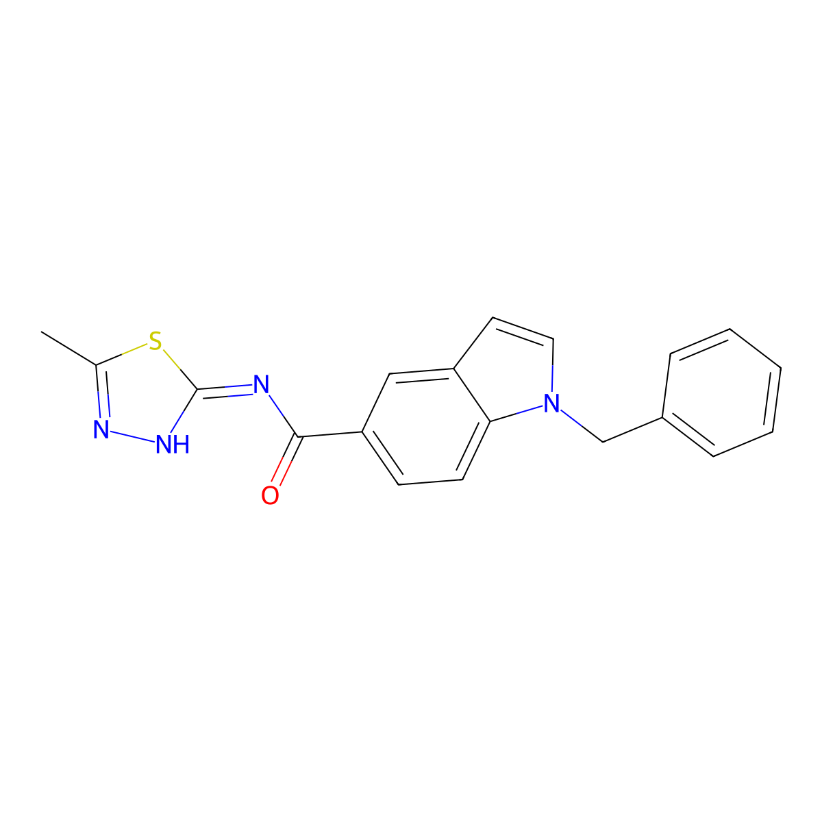 1-benzyl-N-[(2E)-5-methyl-1,3,4-thiadiazol-2(3H)-ylidene]-1H-indole-5-carboxamide molecular structure, CAS 1144489-87-1