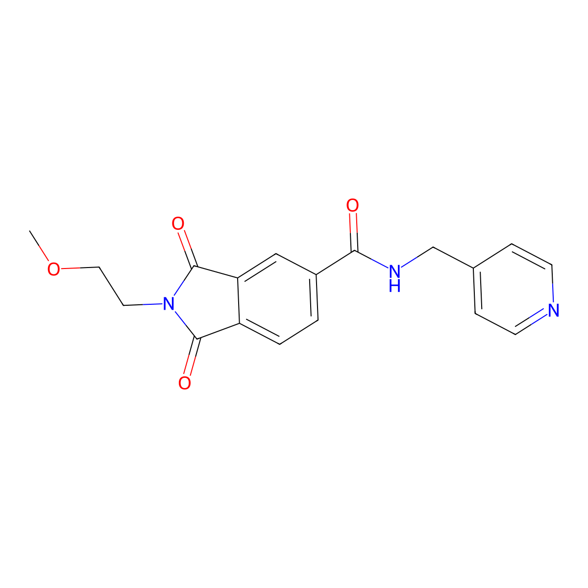 2-(2-methoxyethyl)-1,3-dioxo-N-(pyridin-4-ylmethyl)-2,3-dihydro-1H-isoindole-5-carboxamide molecular structure, CAS 1144489-95-1