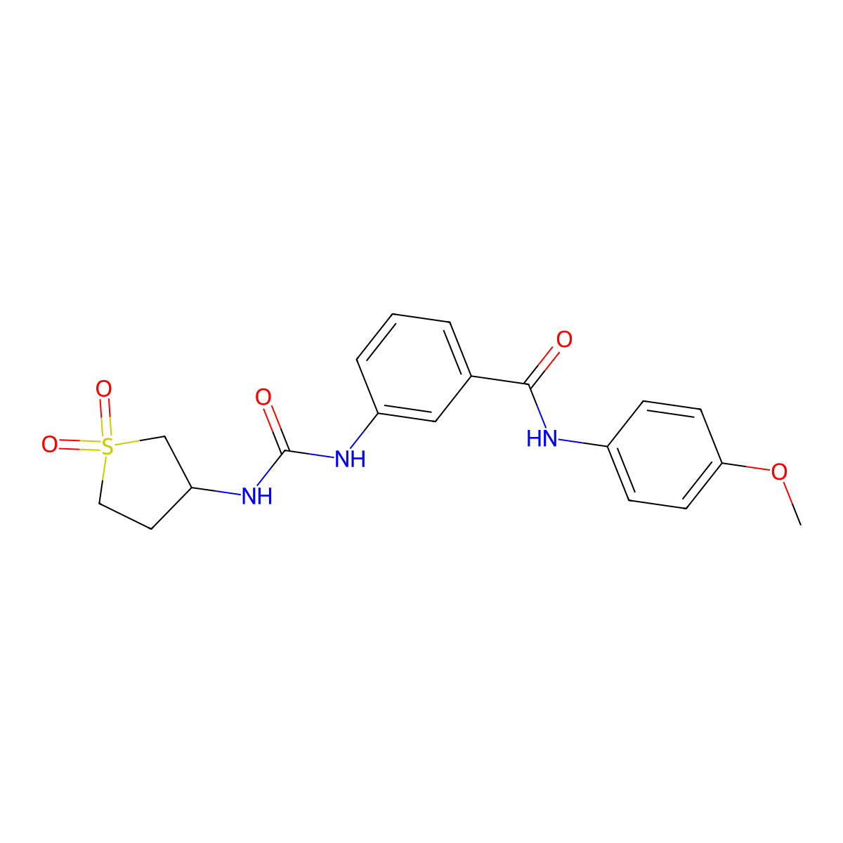3-{[(1,1-dioxidotetrahydrothiophen-3-yl)carbamoyl]amino}-N-(4-methoxyphenyl)benzamide molecular structure, CAS 1144490-15-2