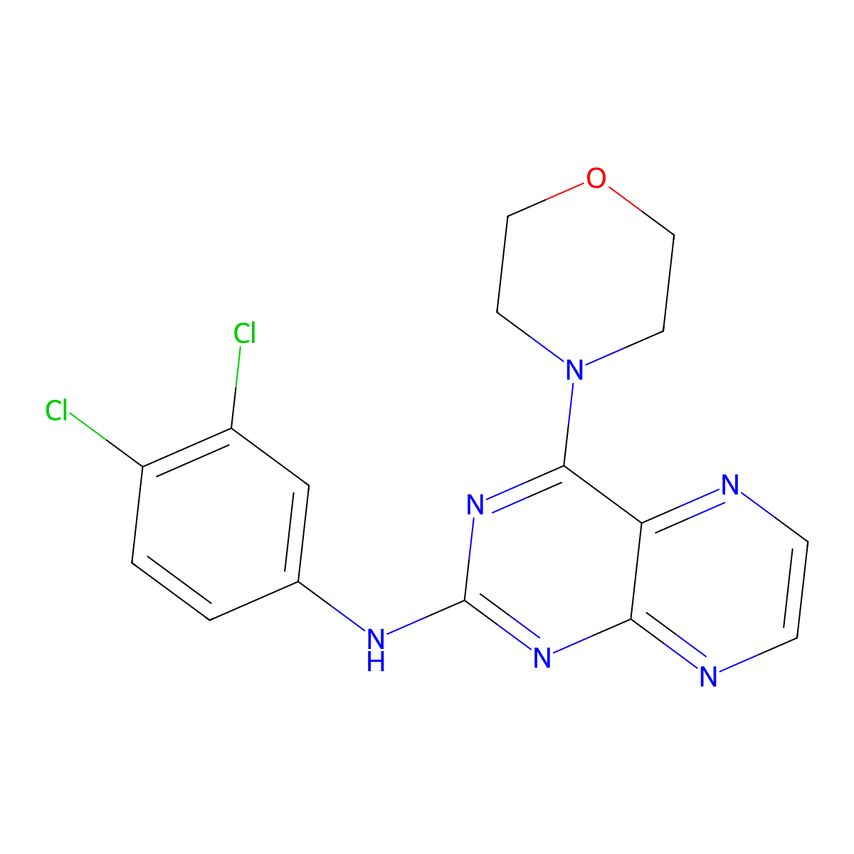 N-(3,4-dichlorophenyl)-4-(morpholin-4-yl)pteridin-2-amine molecular structure, CAS 1144490-19-6