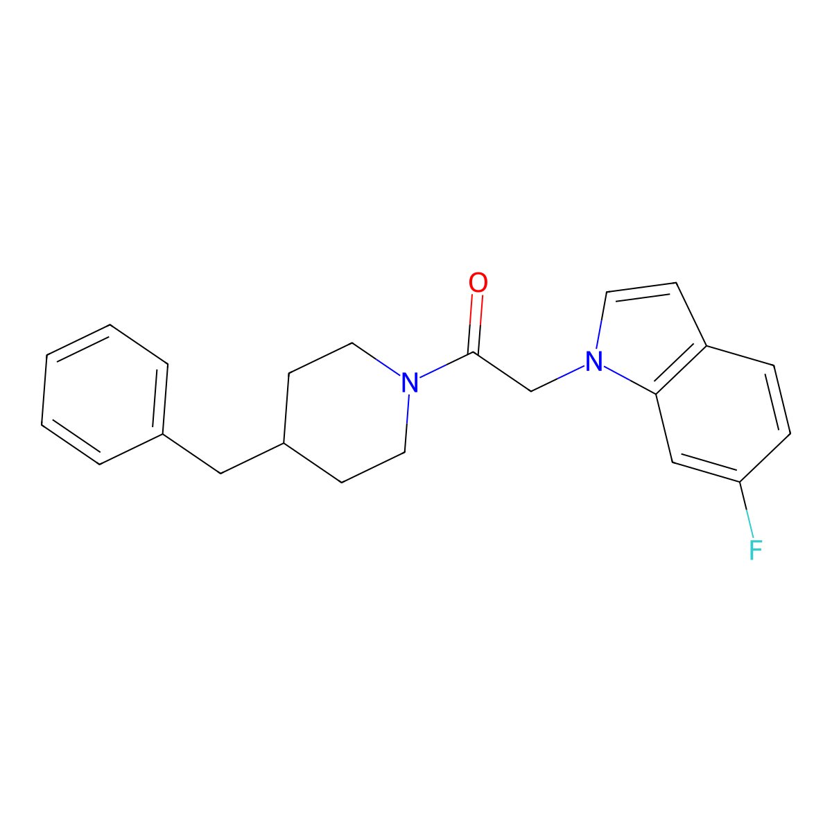 1-(4-benzylpiperidin-1-yl)-2-(6-fluoro-1H-indol-1-yl)ethanone molecular structure, CAS 1144490-34-5