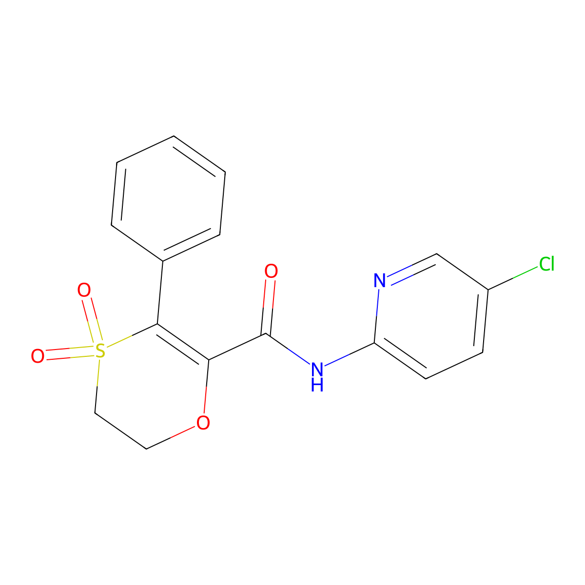 N-(5-chloropyridin-2-yl)-3-phenyl-5,6-dihydro-1,4-oxathiine-2-carboxamide 4,4-dioxide molecular structure, CAS 1144490-40-3