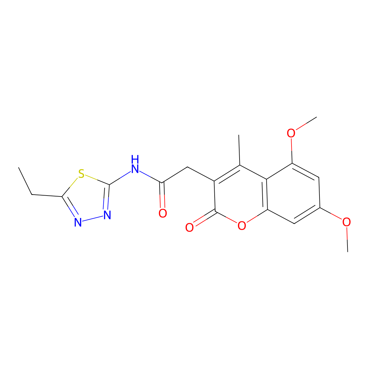 2-(5,7-dimethoxy-4-methyl-2-oxo-2H-chromen-3-yl)-N-(5-ethyl-1,3,4-thiadiazol-2-yl)acetamide molecular structure, CAS 1144490-50-5