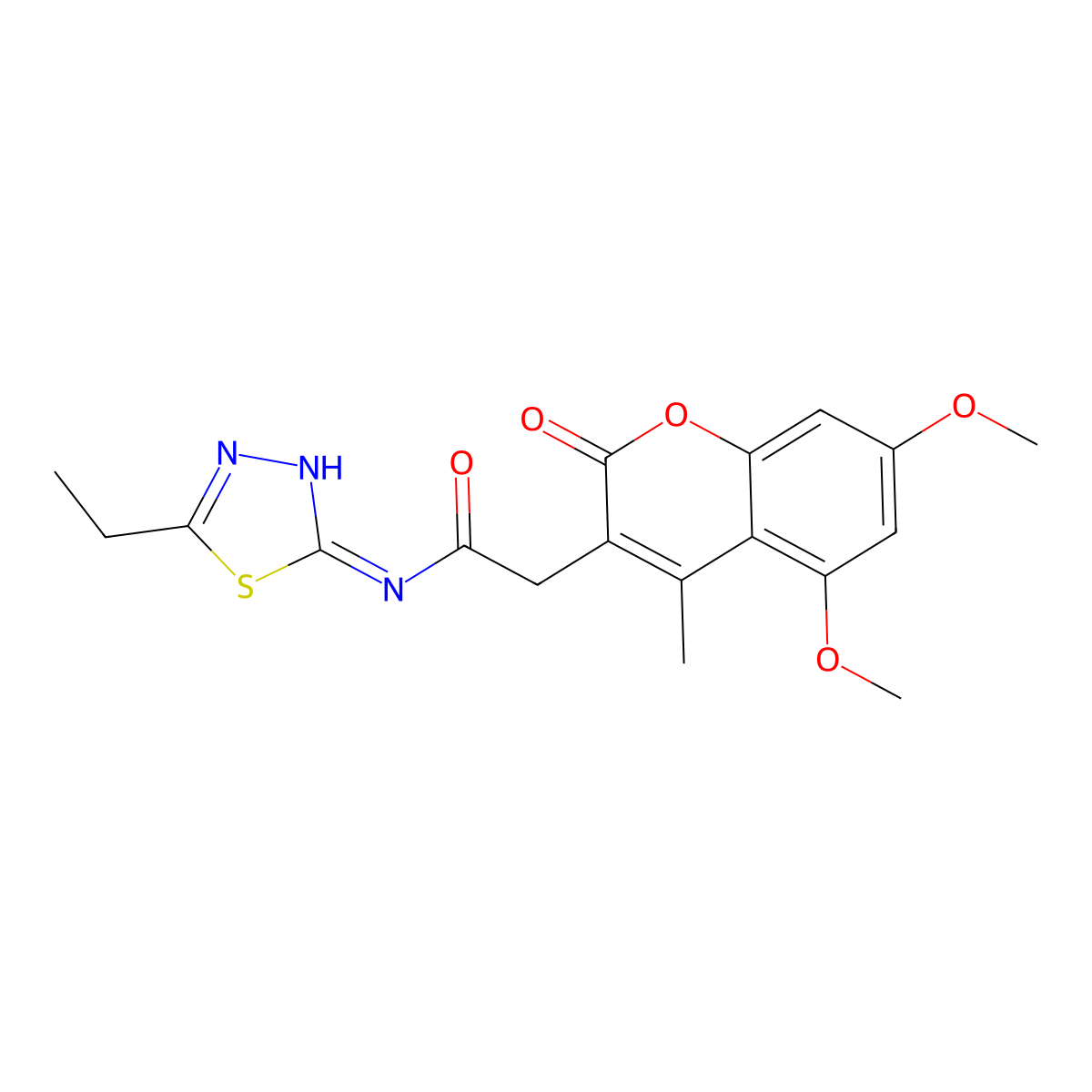 2-(5,7-dimethoxy-4-methyl-2-oxo-2H-chromen-3-yl)-N-(5-ethyl-1,3,4-thiadiazol-2-yl)acetamide molecular structure, CAS 1144490-50-5