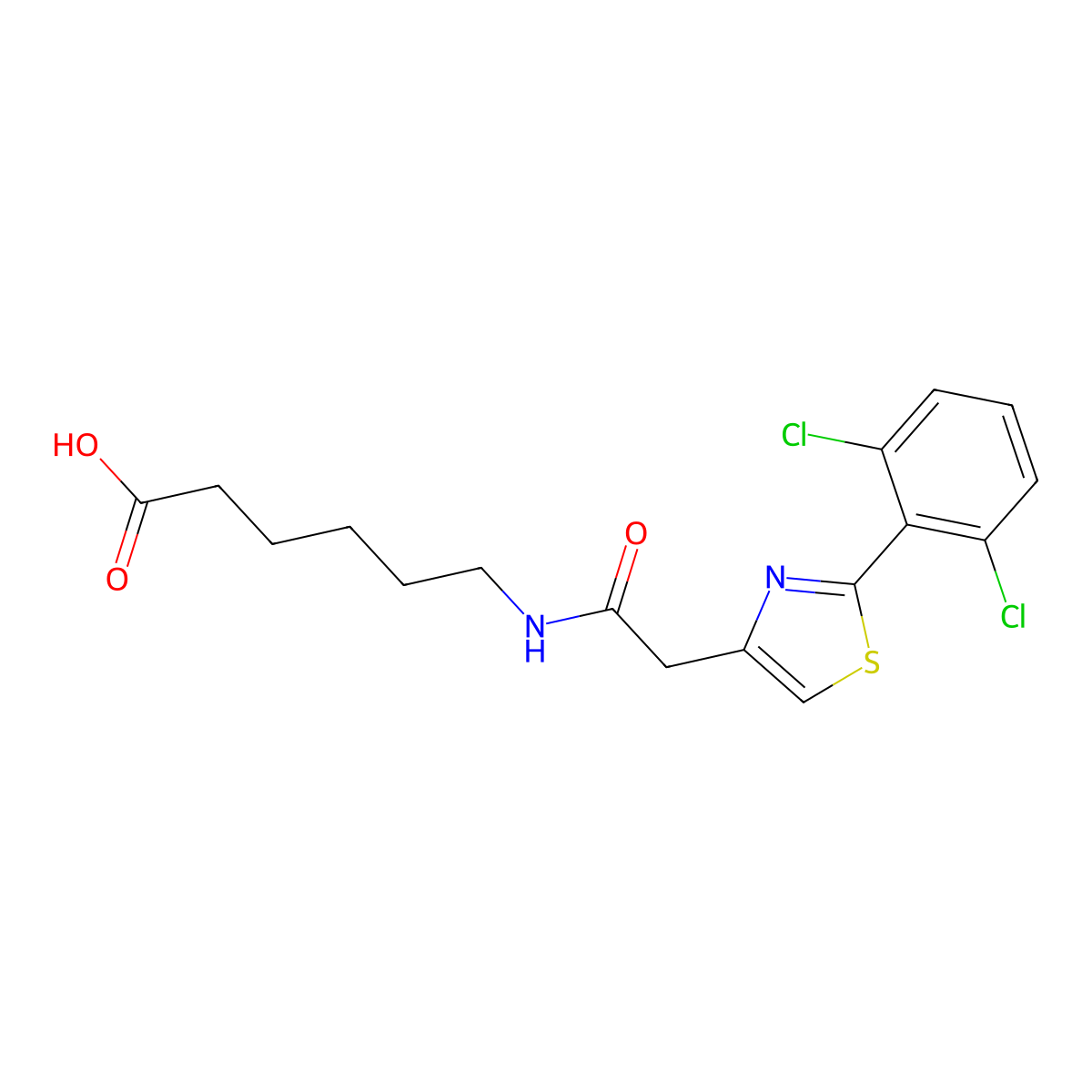 6-({[2-(2,6-Dichlorophenyl)-1,3-thiazol-4-yl]acetyl}amino)hexanoic acid molecular structure, CAS 1144490-58-3