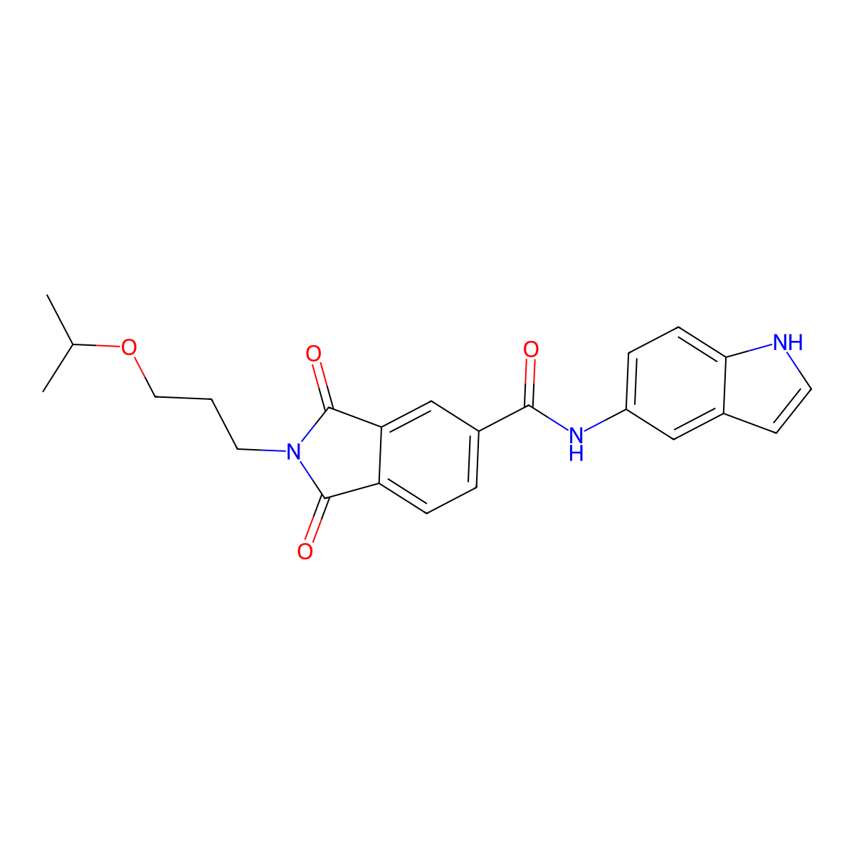 N-(1H-indol-5-yl)-1,3-dioxo-2-[3-(propan-2-yloxy)propyl]-2,3-dihydro-1H-isoindole-5-carboxamide molecular structure, CAS 1144490-68-5