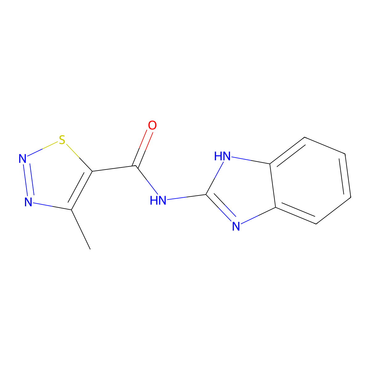N-(1H-benzimidazol-2-yl)-4-methyl-1,2,3-thiadiazole-5-carboxamide molecular structure, CAS 1144490-73-2