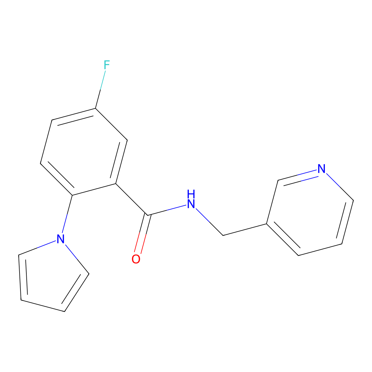 5-fluoro-N-(pyridin-3-ylmethyl)-2-(1H-pyrrol-1-yl)benzamide molecular structure, CAS 1144490-81-2
