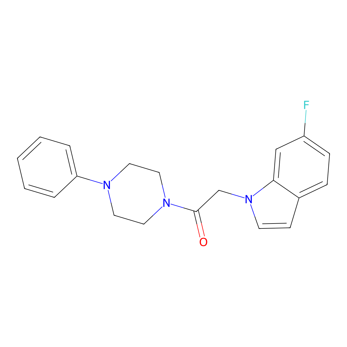 2-(6-fluoro-1H-indol-1-yl)-1-(4-phenylpiperazin-1-yl)ethanone molecular structure, CAS 1144490-83-4